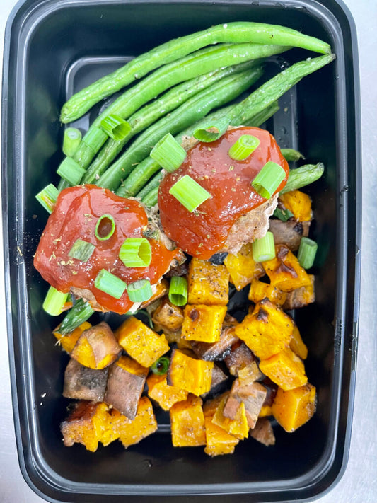 Meatloaf Turkey Meatballs, Sweet Potatoes, Green Beans (GF,DF)