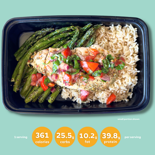 Bruschetta Chicken with Basmati Rice and Asparagus (GF,DF)